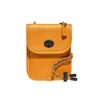 COACH Turnlock Glove Leather Shoulder Bag Crossbody Bag Mini Unisex Yellow