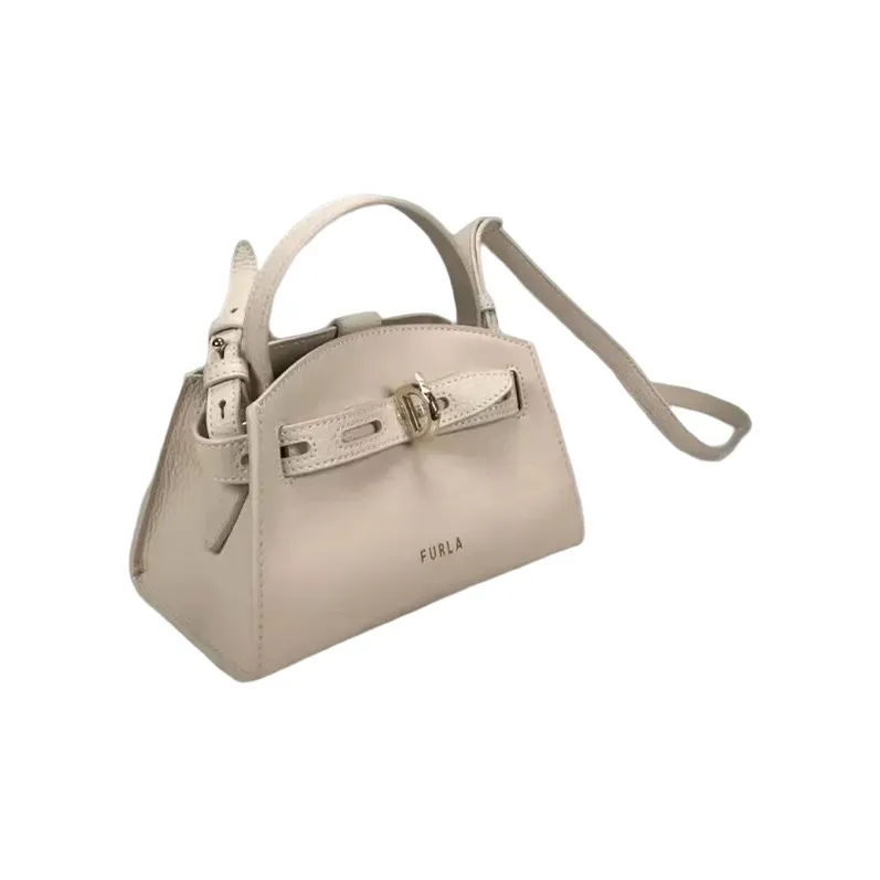 Furla Margherita Collection Leather Patchwork Calfskin Handbag Shoulder Bag Crossbody Bag Mini Women's Ecru-2