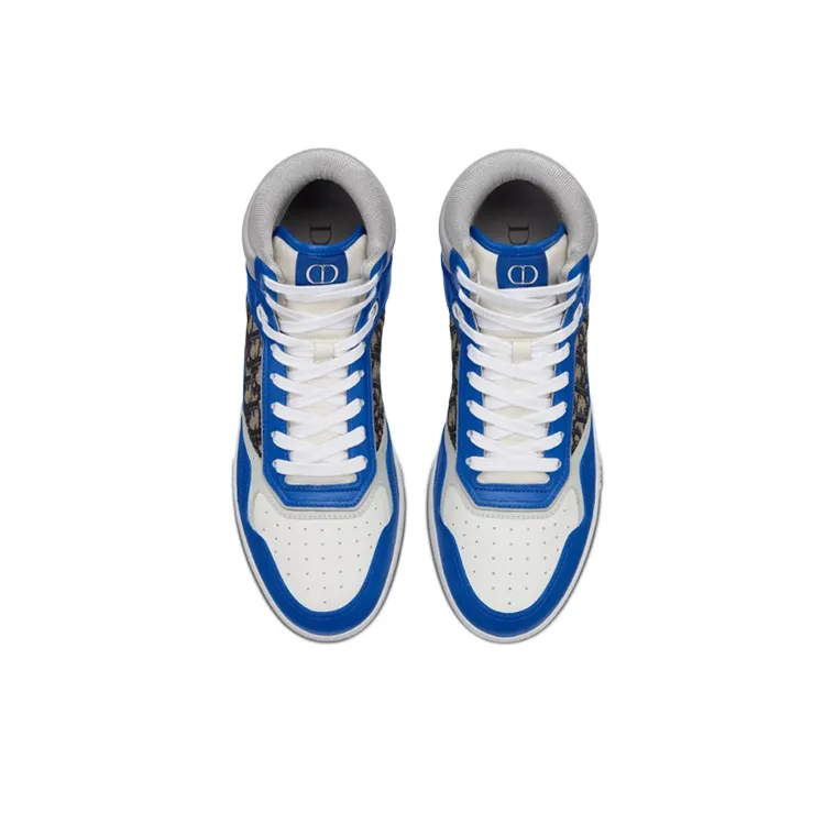 DIOR B27 High Top Stylish Skateboarding Shoes Men's Blue Gray White-4