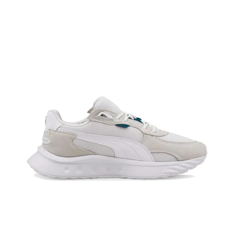 PUMA MAPF1 Wild Rider Motorsport Cushioned Slip-Resistant Lightweight Low-Top Casual Shoes Men's White Gray-1