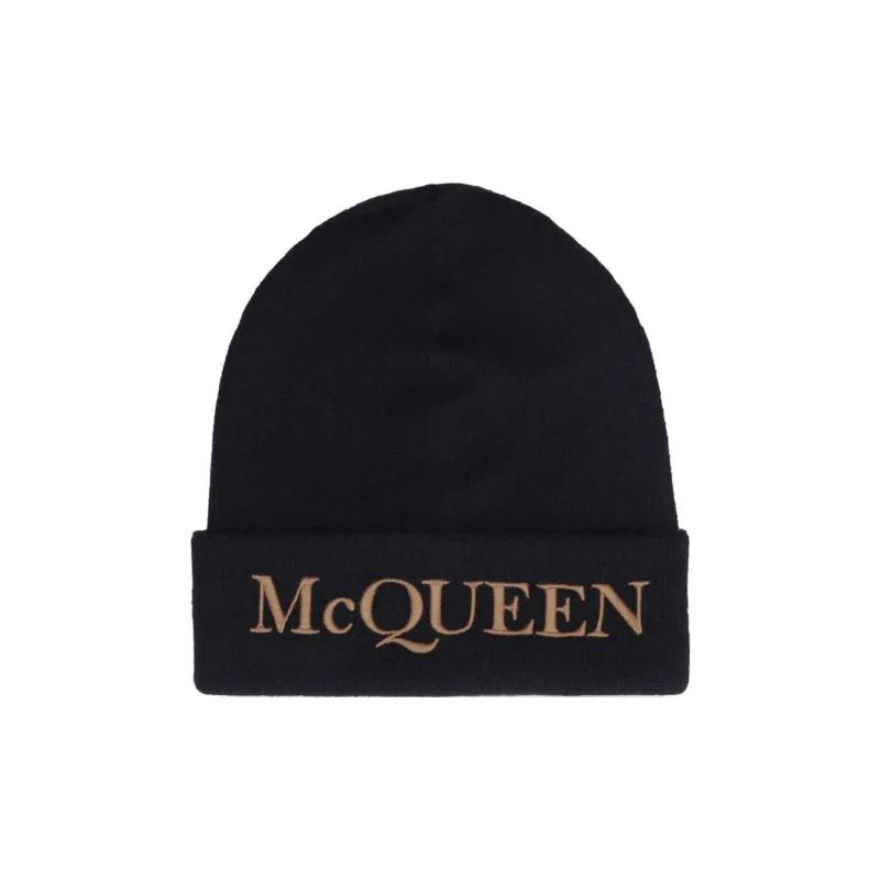 Alexander McQueen Logo Embroidered Knitted Beanie-0