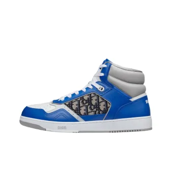 DIOR B27 High Top Stylish Skateboarding Shoes Men's Blue Gray White