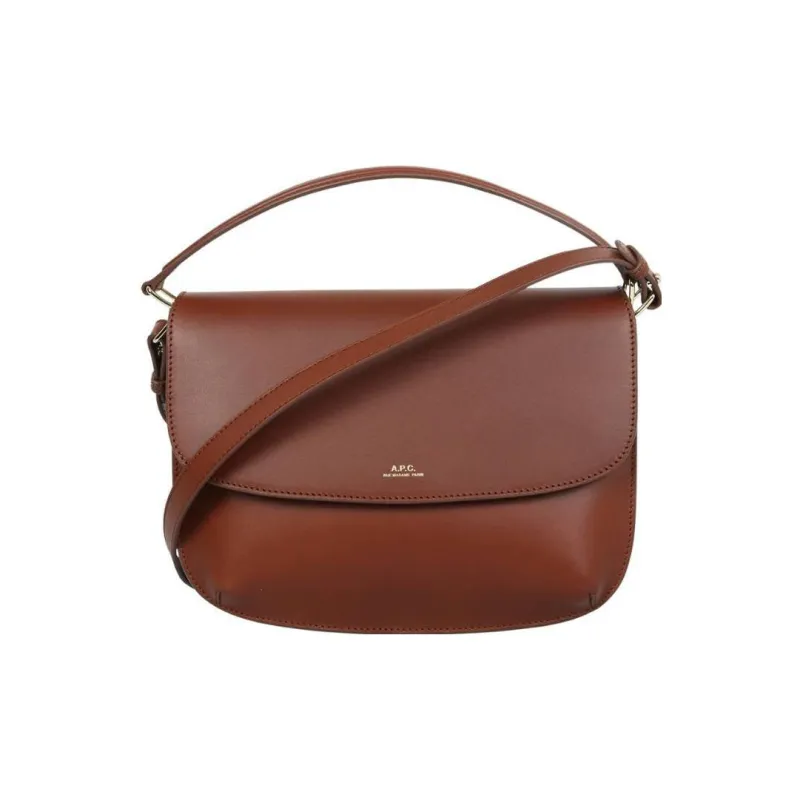 A.P.C Cow Leather Handbag, Shoulder Bag Women's Red Brown-0