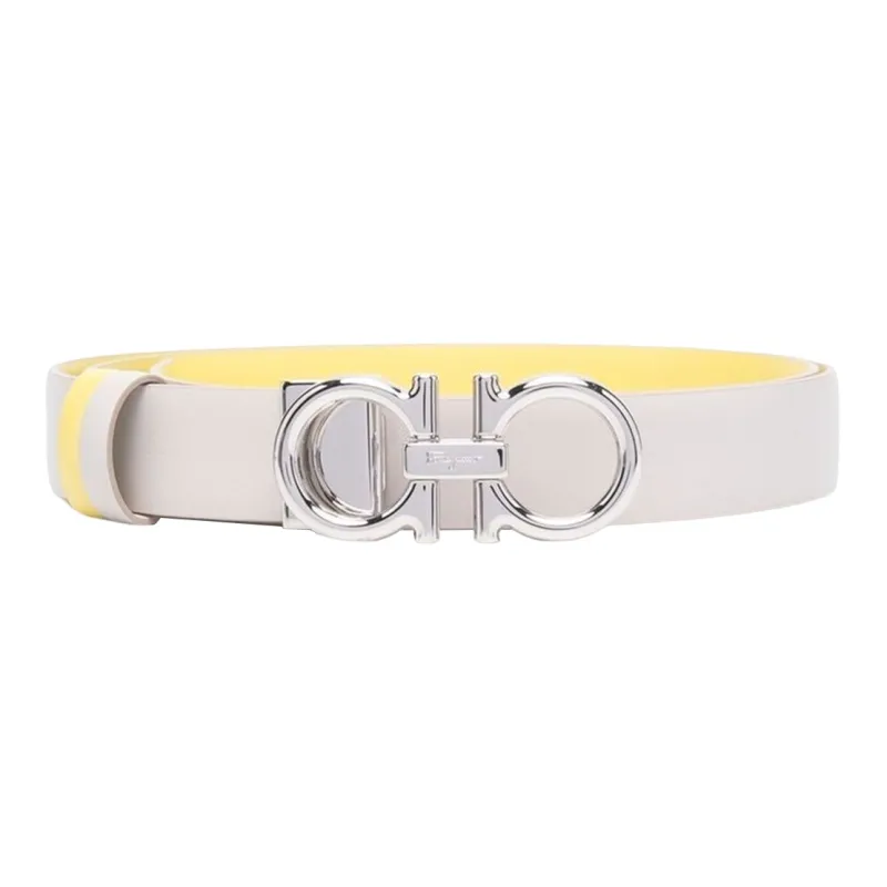 Ferragamo Leather Belts Women's Gray/Yellow-0