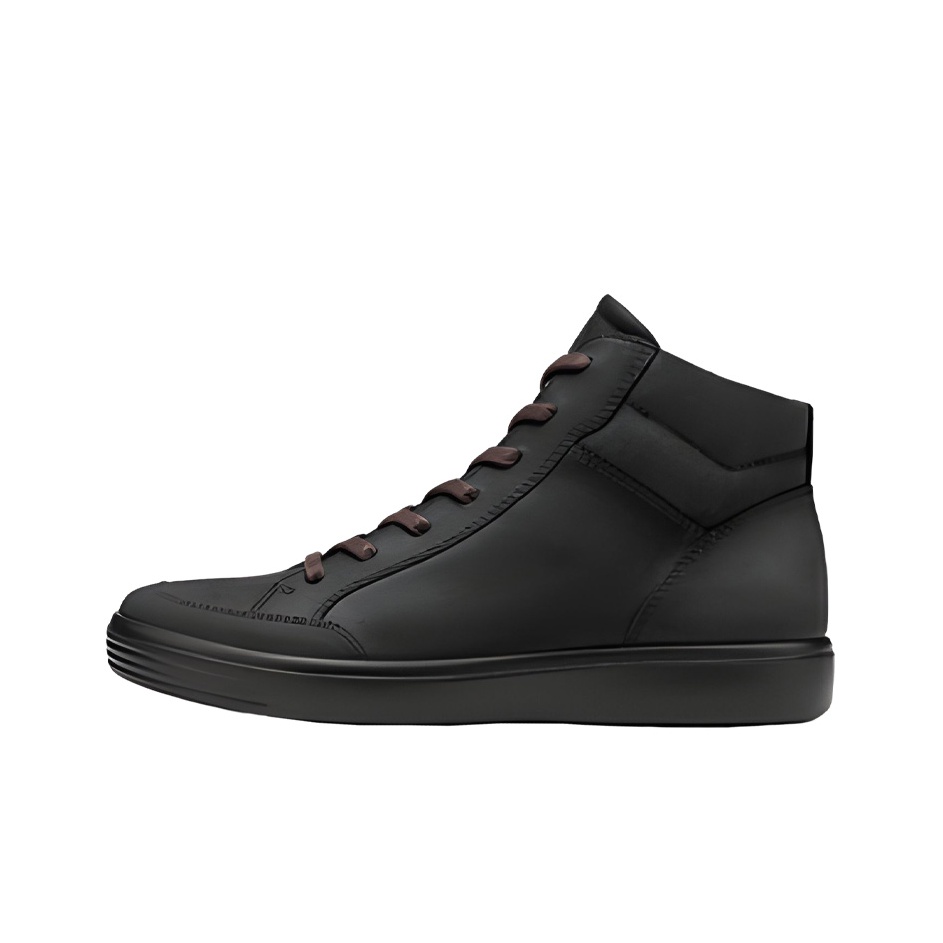 Ecco Soft Cool Skateboard Shoes Men High Top Black POIZON