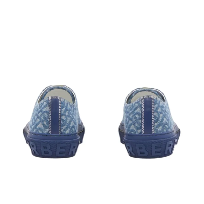 Burberry Low Top Skateboard Shoes Men's Denim Blue-4