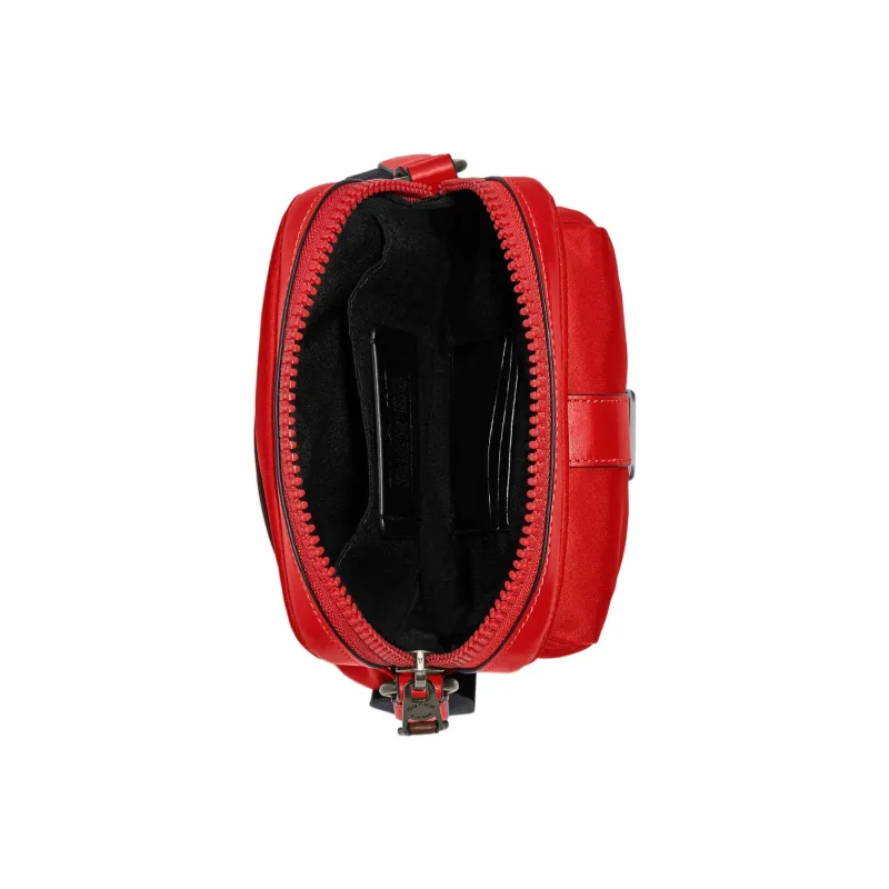 COACH Ma Nylon With Smooth Calfskin Combo Bag Shoulder Bag Crossbody Bag Small Size Unisex Red-2