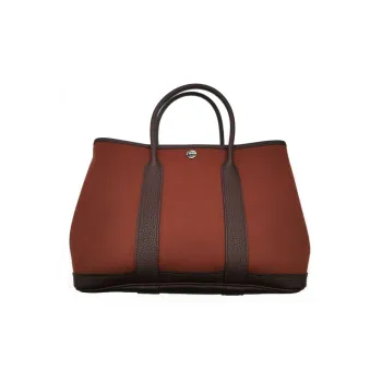 HERMES Garden Party Canvas With Negonda Calfskin Garden Bag Canvas Bag Handbag Regular Women's Burgundy