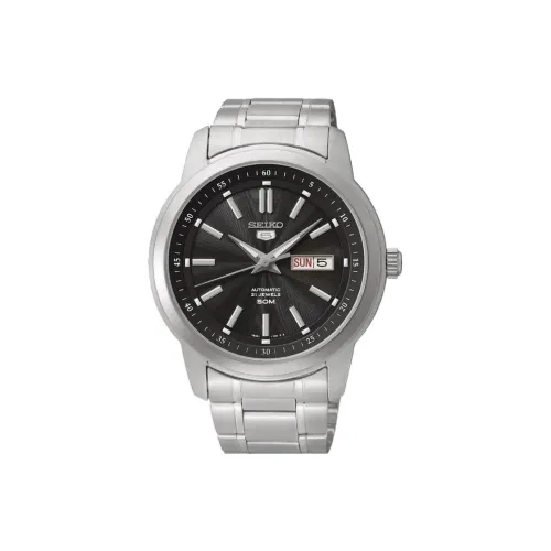 SEIKO Seiko5 Automatic Mechanical Movement Stainless Steel Strap Watch Men's Watches Black Dial