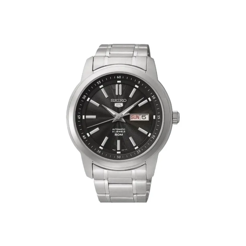 SEIKO Seiko5 Automatic Mechanical Movement Stainless Steel Strap Watch Men's Watches Black Dial-0