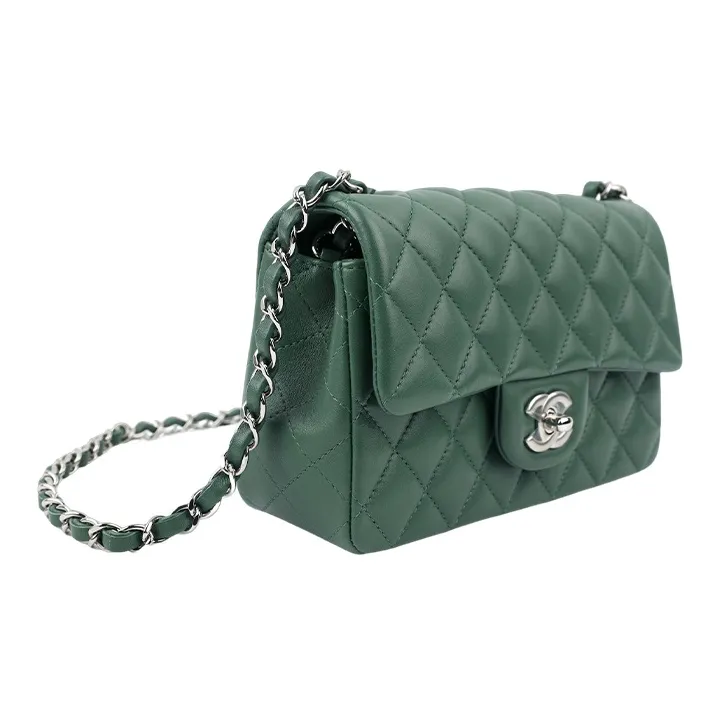 CHANEL Classic Flap CF Sheepskin Flap Bag, Crossbody Bag, Shoulder Bag Mini Women's Grass Green-1