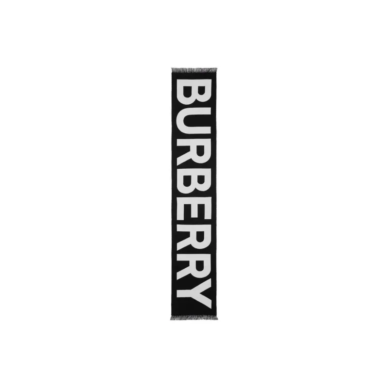 Burberry Logo Printed Fringed Scarf-1