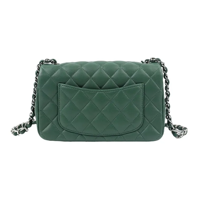 CHANEL Classic Flap CF Sheepskin Flap Bag, Crossbody Bag, Shoulder Bag Mini Women's Grass Green-2