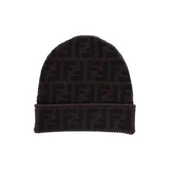 FENDI Cotton Beanies Unisex Black