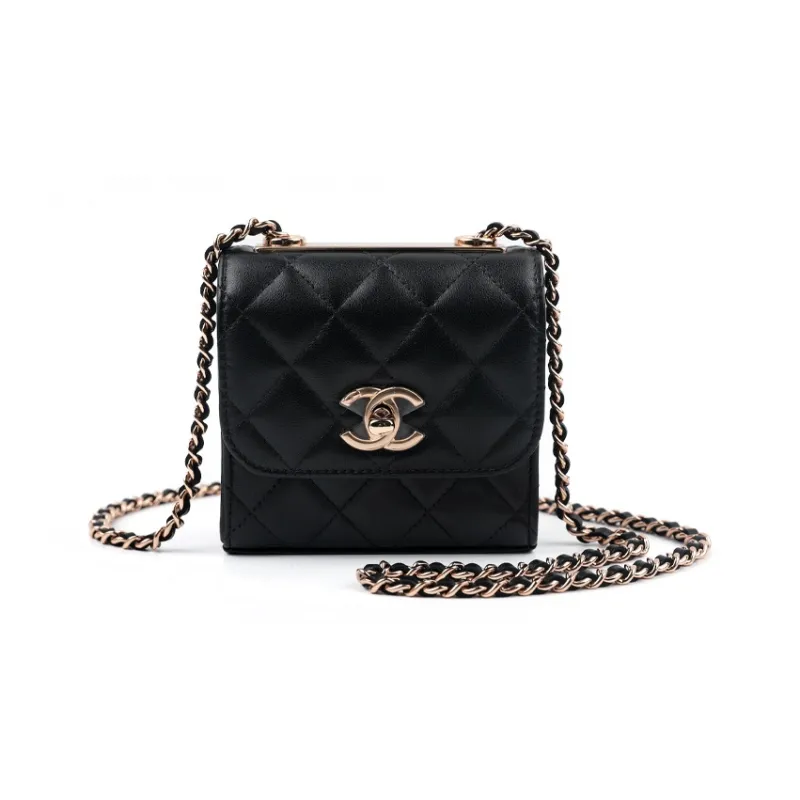 CHANEL Trendy Cc Lambskin Shoulder Bag, Crossbody Bag Mini Women's Black-0