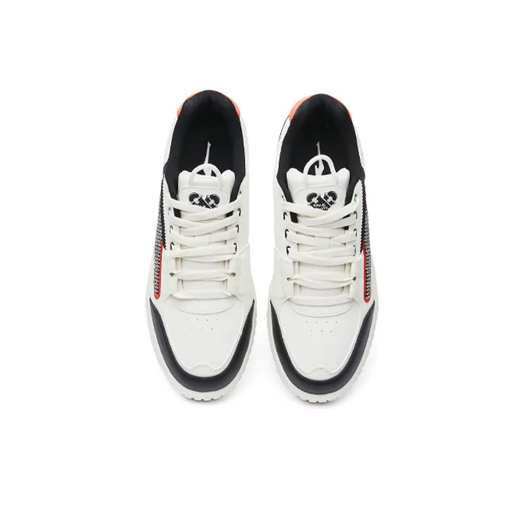 Erke Flying Cranes Low Top Skateboard Shoes Men's White Black-3