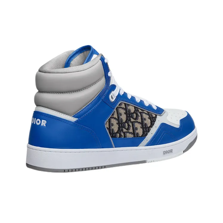 DIOR B27 High Top Stylish Skateboarding Shoes Men's Blue Gray White-3