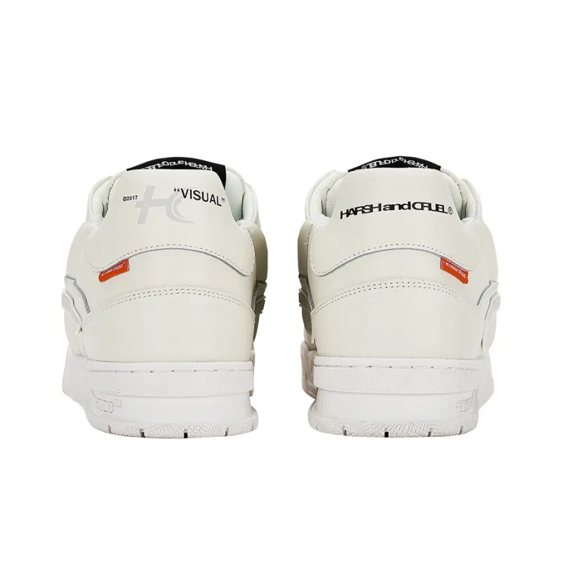 HARSH AND CRUEL Low Top Skateboard Shoes Unisex White Orange-4