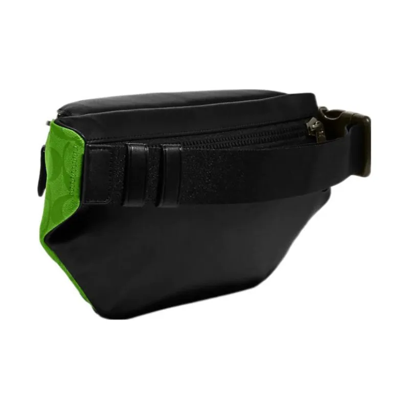 COACH Track Coated Canvas With Calfskin Crossbody Bag Sling Bag Fanny Pack Large Size Men's Green & Blue-1