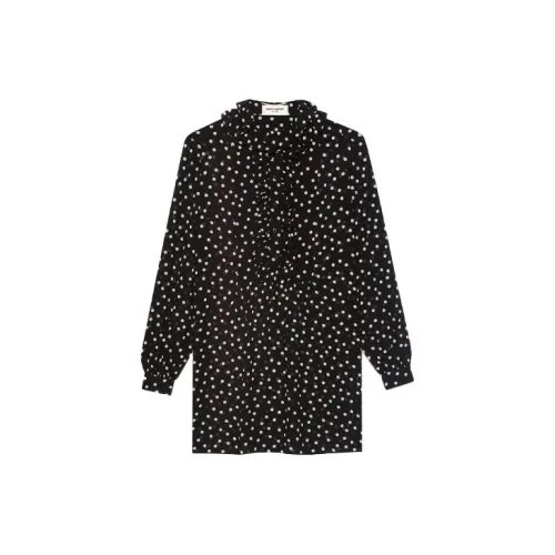 SAINT LAURENT Long-Sleeved Dresses Women's Black