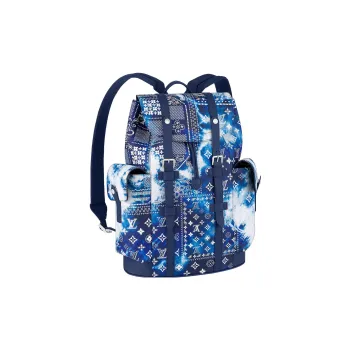 LOUIS VUITTON CHRISTOPHER Cow Leather Backpack Small Size Men's Tie Dye Blue