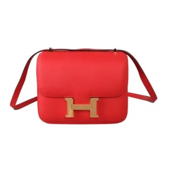 HERMES Constance Epsom Leather Shoulder Bag Crossbody Bag Mini Women's Tomato Red