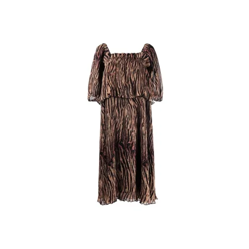 GANNI Short-Sleeved Dresses Women's Brown