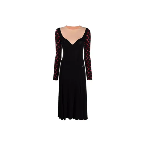 Marine Serre Long-Sleeved Dresses Women's Black