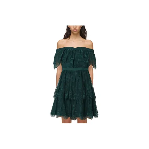 Self-portrait Short-Sleeved Dresses Women's Dark Green