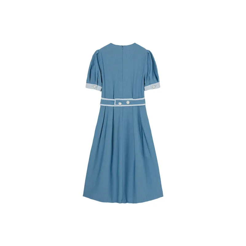 MEETLADY A Line Skirt Dress Sky Blue-1