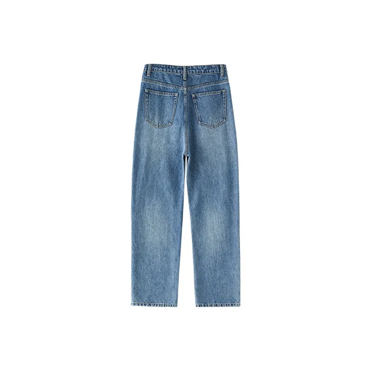 DEER AND FLYER Straight Moderate Jeans Winter Women's Light Blue-1