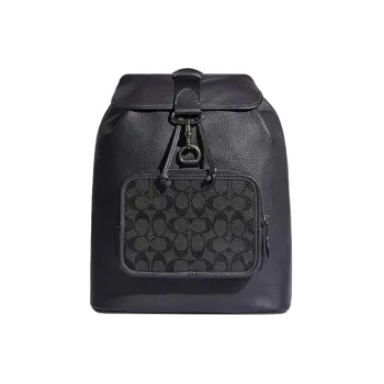 COACH Sullivan Coated Canvas With Pebbled Leather Backpack Large Size Men's Black