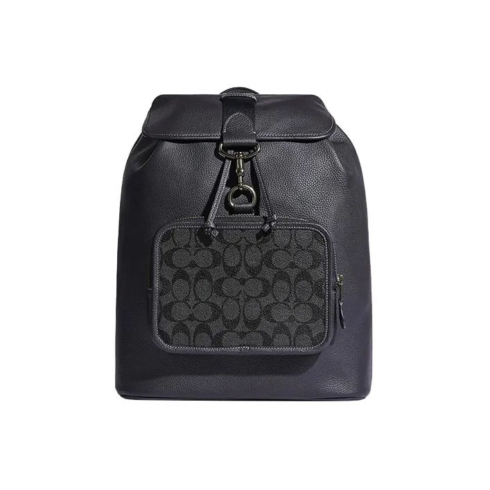 COACH Sullivan Coated Canvas With Pebbled Leather Backpack Large Size Men's Black-0