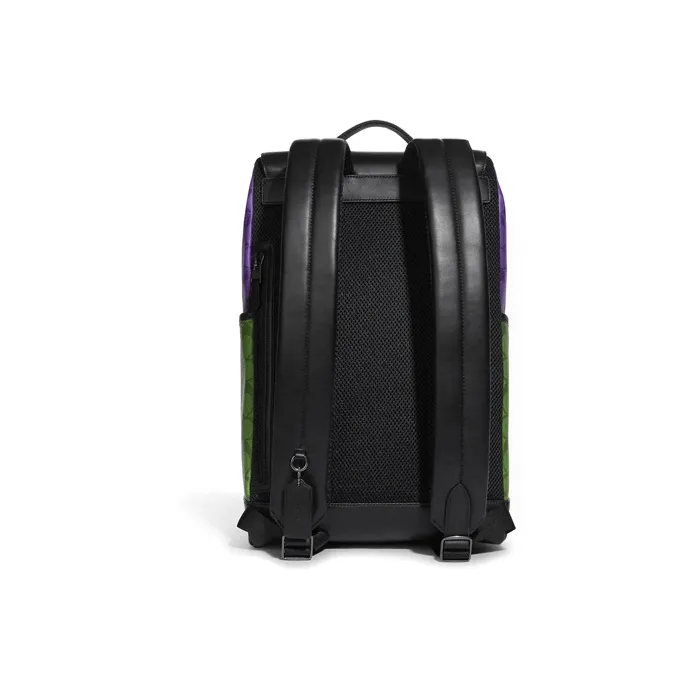 COACH Track Cow Leather Laptop Backpack Large Size Men's Black Blue Purple Green Multicolor-1