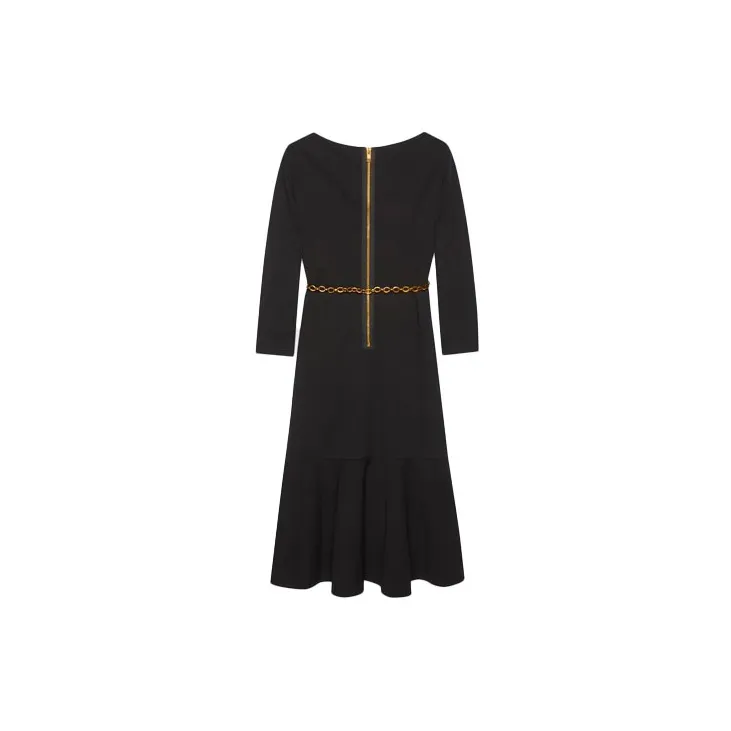 GUCCI Chain Link Belt Midi Dress Black-1