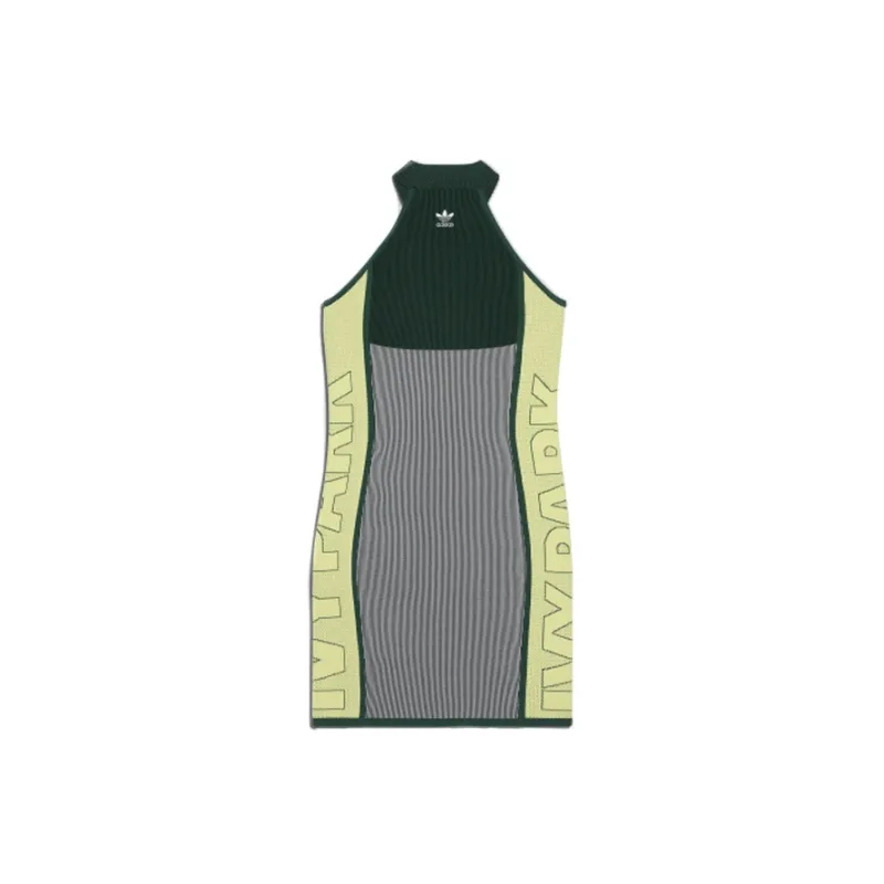 Adidas Ivy Park Knit Logo Dress Dark Green/Green Tint/Yellow Tint-1