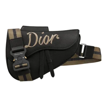 DIOR SaddleCD Diamond Grained Calfskin Crossbody Bag Fanny Pack Shoulder Bag Chest Bag Men's Black
