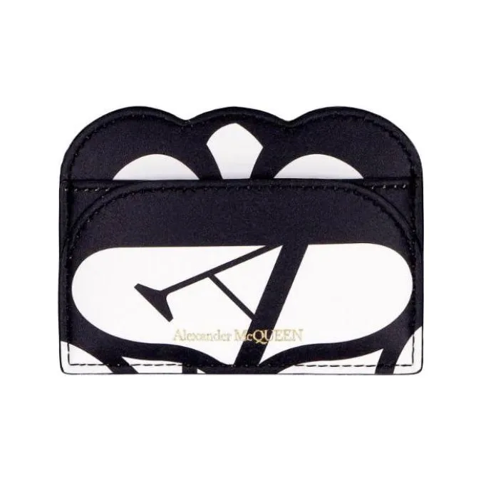 Alexander McQueen Seal Logo Card Holder Ivory/Black-0