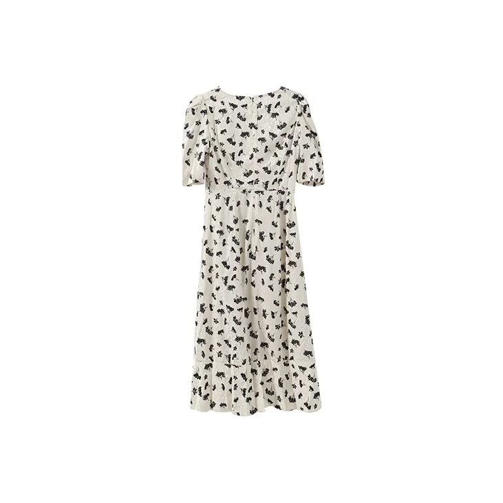 YUMOMO STAR Short Sleeved Dresses Women's Beige With Floral-1
