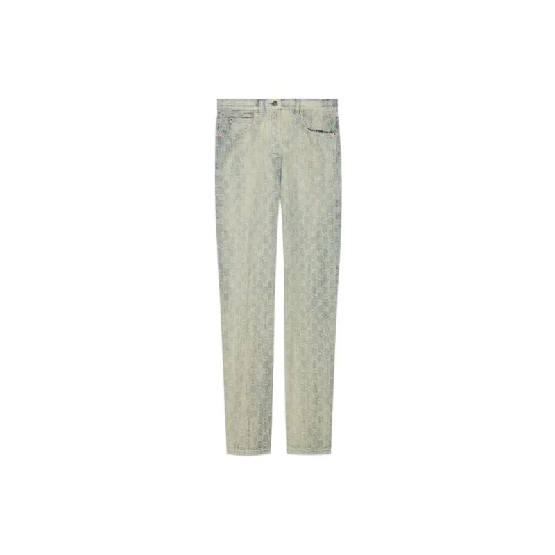 GUCCI Gg Jacquard Denim Straight leg Jeans-0