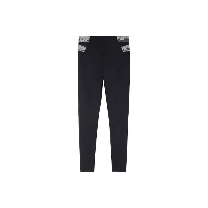 OFF WHITE Logo Waistband Leggings Black/Grey/White-1