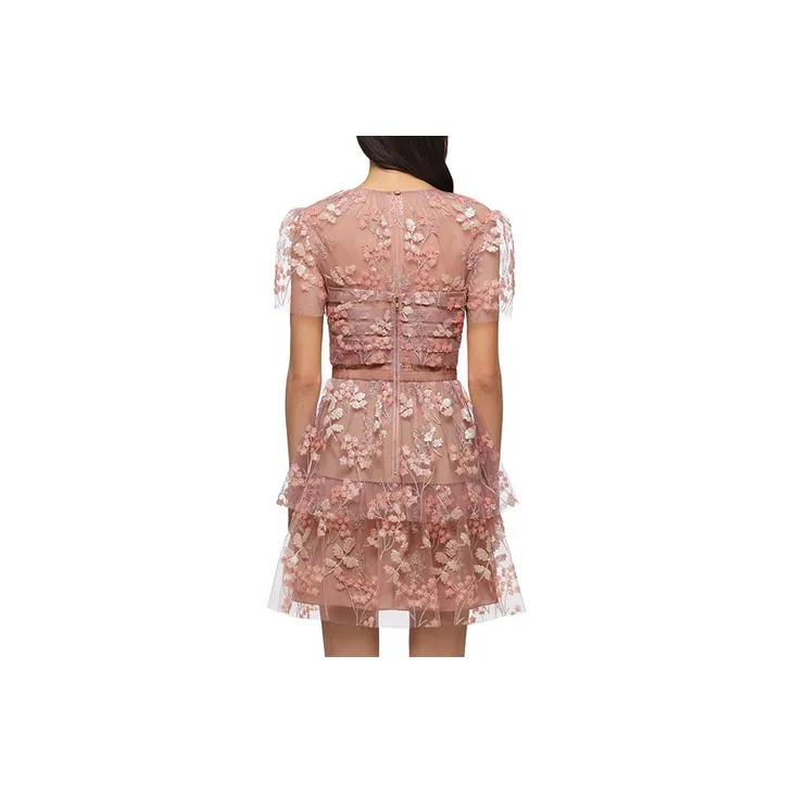 Self portrait FW21 Short Sleeved Dresses Women's Red Pink Floral-1