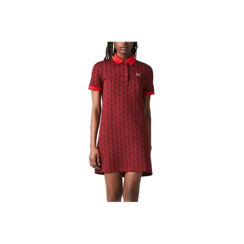 LACOSTE Short-Sleeved Dresses Women's Dark Red