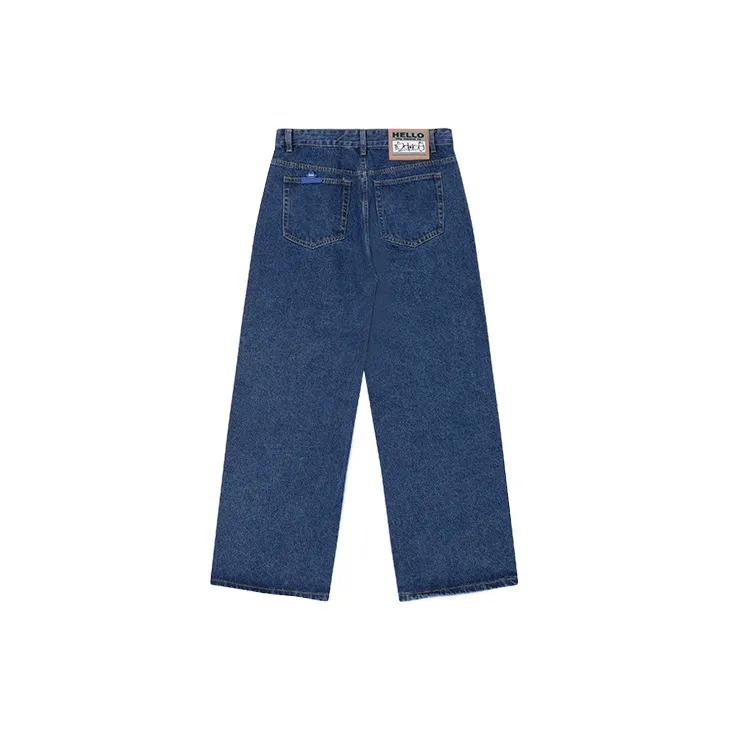 ISaluteU Wide Leg Jeans Unisex Dark Blue-1