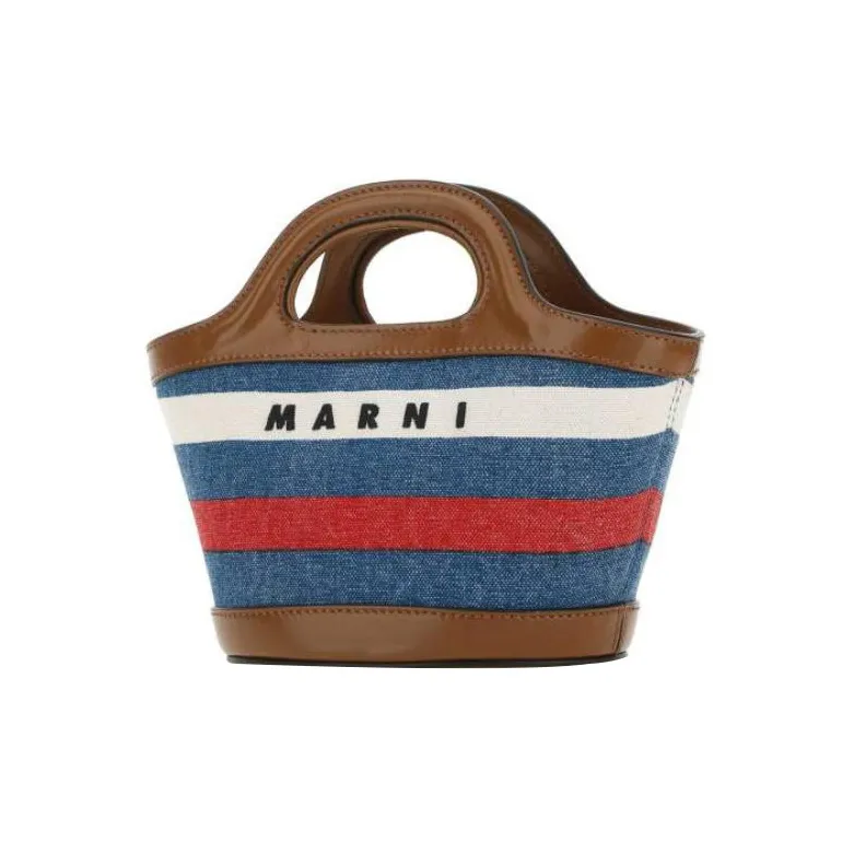 MARNI Tropicalia Logo Embroidered Striped Tote Bag-1