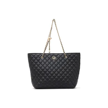 DEERE JACK Cow Leather Tote Bag, Shopping Bag, Handbag, Shoulder Bag Tubas Women's Black/Ivory