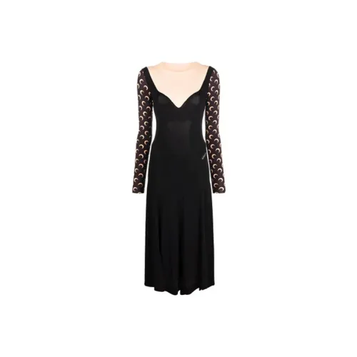 Marine Serre Long-Sleeved Dresses Women's Black