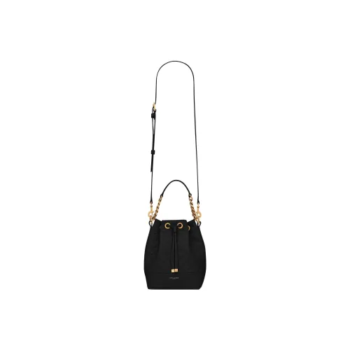 SAINT LAURENT Sheepskin Bucket Bag Crossbody Handbag Shoulder Bag Women's Black