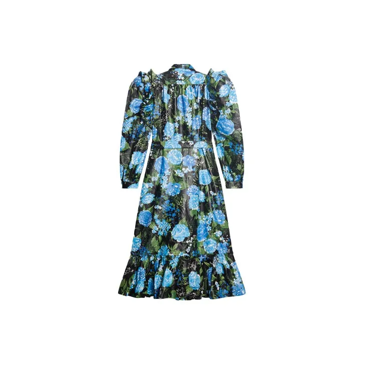 Balenciaga Long-Sleeved Dresses Women's Blue-1