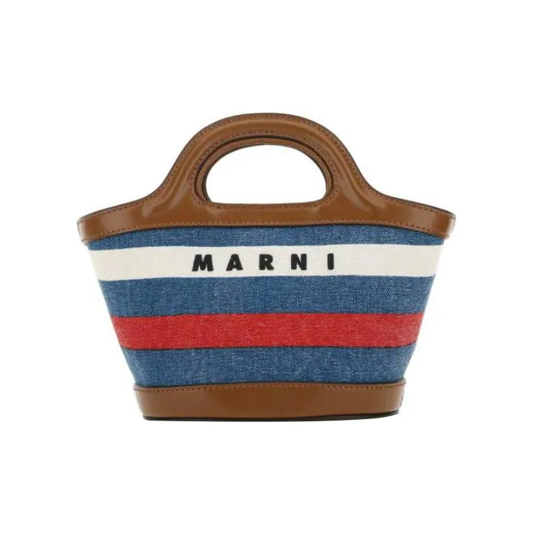 MARNI Tropicalia Logo Embroidered Striped Tote Bag-0